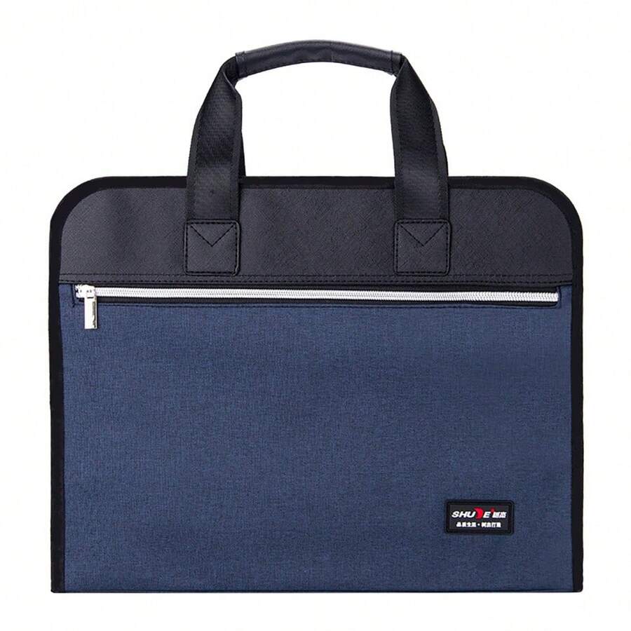 1 件新款男士黑色防水辦公文件袋,商務公文包大容量,適合辦公室和商務旅行,律師辦公包經典公文包商務工作男士禮品文件夾防盜便攜式純色公文包男士聖誕萬聖節禮物 - 藍色 - 查看 1