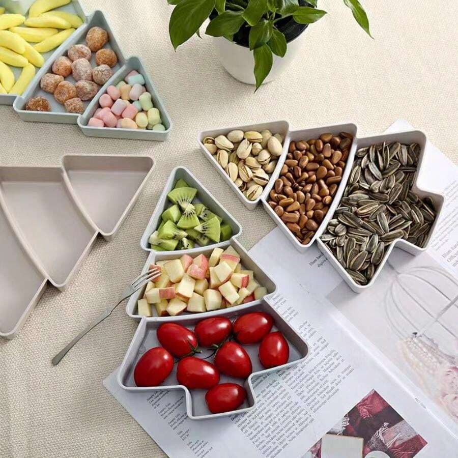 1pc Creative Christmas Gift Tree Shape Tray, Fruit Plate, Household Nuts, Snack Tray, Portable Dinner Plate, Christmas Gift Holiday Party Tray, Plastic Fruit Plate, Home Kitchen Supply,Kitchen,Christmas Gift