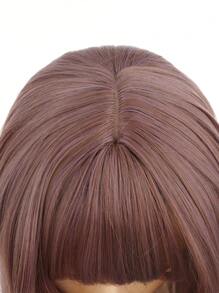 公主減齡長直合成假髮帶劉海,黑色灰色女性角色扮演自然熱阻分層假髮 - 紫丁香色 - 查看 6