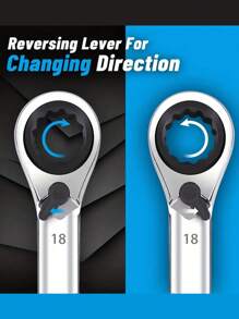 Double Head Reversible Ratchet Wrench Set Plum Quick Ratchet Wrench, Two-Way Mirror Polished Wrench Set, Four-In-One Metric Repair Tools Set Combination - Silver - View 6