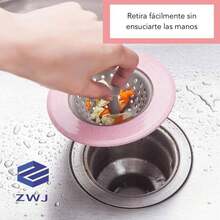 coladera para lavabo de trastes, plástico con goma sin olores - Beis - Ver 4