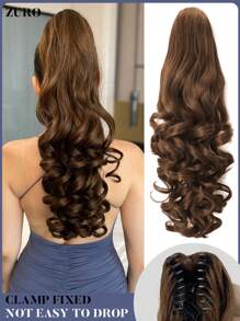 20-22 Zoll Lange, Gewellte Pferdeschwanz-haarverlängerung, Synthetische, Hitzebeständige, Lockige, Gewellte Pferdeschwanz-haarteile Für Frauen, Braun