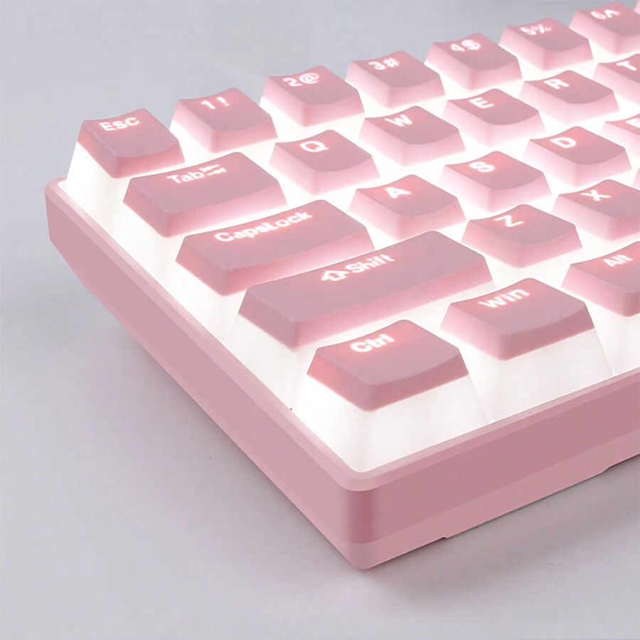 MageGee 130 Keys Pink Pudding Keycaps, PBT Keycaps Set Custom Keycap Set, OEM Profile, Universal