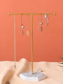 1pc Iron Art Jewelry Organizer Display Stand For Earrings, Necklaces, Bracelets And Rings - Gold - View 5