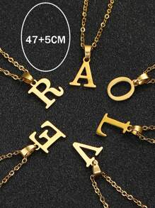 1入不鏽鋼字母吊墜項鍊,節日禮物,姓名首字母項鍊