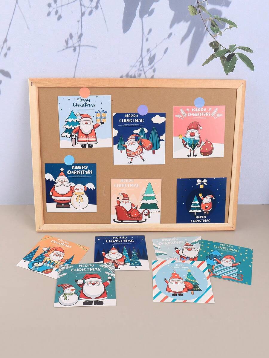 30pcs Christmas Greeting Cards Set, Cartoon Cute Xmas Student Greeting Postcards For Sending Blessings To Friends - Multicolor - View 1