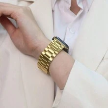 1件裝鑽石亮面金屬手鍊，相容 錶帶，女款，適用 38mm 40mm 41mm 42mm 44mm 45mm 46mm 49mm，Ultra 11/10/9/8/7/6/5/4 系列 - 金色 - 查看 3