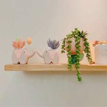 創意花盆陶瓷仙人掌盆卡通大象恐龍多肉盆可愛家居裝飾 - 粉色 - 查看 2