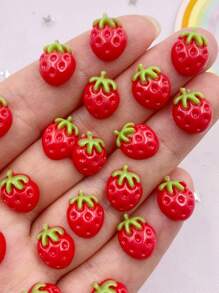 30个树脂彩色迷你草莓造型平底3D美甲装饰，DIY工艺品，耳环制作，手机壳装饰，夏季，学校 - 彩色 - 查看 7