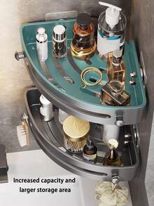 可選擇多層槍灰色浴室三腳架浴室儲物架三角免鑽角落儲物掛架掛牆式浴室洗臉盆 - 深灰色 - 查看 5