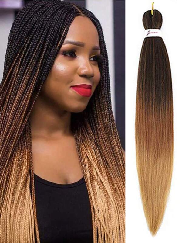 Pre stretched woven hair extension 26 inch knot free box braid professional synthetic crochet woven natural EZ braid black wine hair bundle