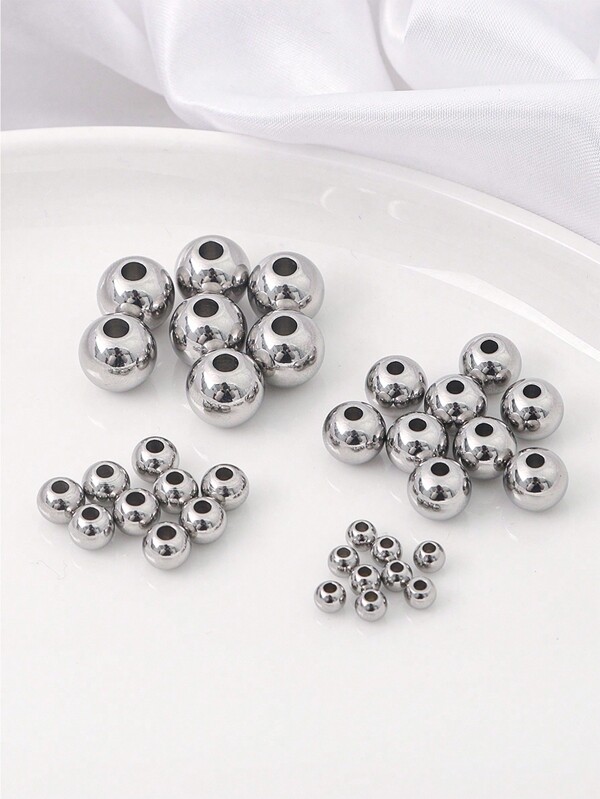 100pcs Stainless Steel Circular Beads Loose Spacer Beads For Jewelry Making Diy Bangle Necklace