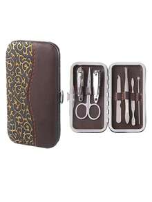 Juego De Cortaúñas De 7 Piezas. - Marrón Chocolate - Ver 1