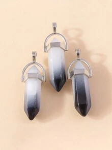 5 Piezas Colgante De Cuentas Hexagonales Con Forma De Bala - Blanco y Negro - Ver 11