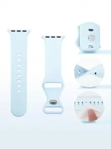 1pc Men Women Fashionable Soft Silicone Sports Watch Strap Butterfly Buckle Comfortable Adjustable Waterproof Wristband, For Apple Watch Band 38/40/41/42/44/45/46/49mm, For Apple Watch Series Ultra/SE/11/10/9/8/7/6/5/4/3/2/1, Intelligent Watch Accessories - Surf Green - View 4