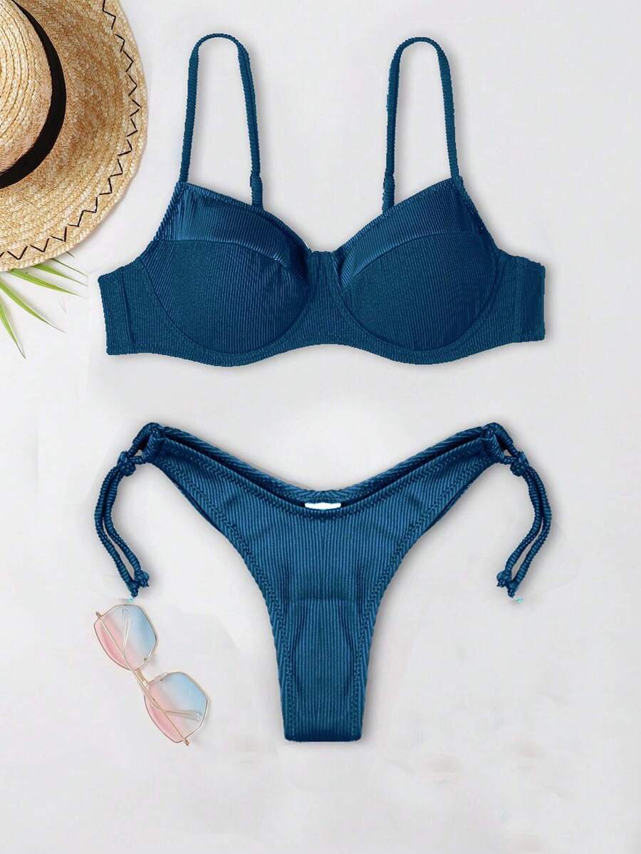 Women Bikini Sets - Navy Blue - View 1