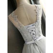 Vestido Con Encaje Y De Novia Tul Bordado - Gris - Ver 6