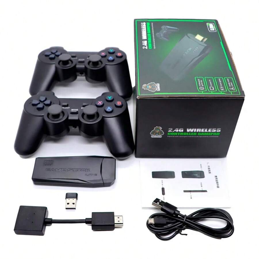Retro Video Game Console 64GB - 30 Thousand Games To Enjoy. Game Stick - Black - View 1