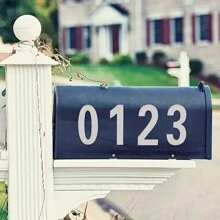 10pcs 2-inch Silver Reflective Numbers Sticker, Waterproof Adhesive Sticker Label, For Mailbox, Doorplate, House Number, Nighttime Visibility - Silver - View 5