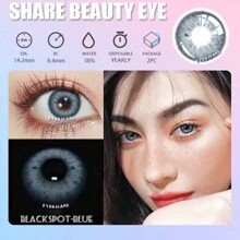 1 par suave de colores contacto con naturalmente negro puntos , grande diámetro con desechable vida ciclo , adecuado para tener una cita o uso diario Lentes de contacto - Azul - Ver 3