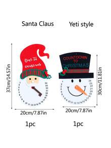 1 Pieza Calendario De Cuenta Regresiva De Navidad, Decoración Reutilizable, Con Imágenes De Santa Claus Y Muñeco De Nieve - Multicolor - Ver 5