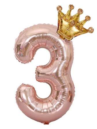 2pcs/Set 32-Inch Rose Gold Digital Crown Shaped Party Decoration Balloons For Birthday Party Theme Decorations, Back To School Valentine Day