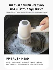 1入組3合1無線電動清潔刷,usb充電,適用於廚房、臥室、客廳清潔