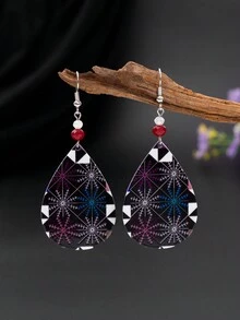 1對時尚新款輕量級藝術少女聖誕珠寶,女性鈦酸鈦/雪花紋口金耳環