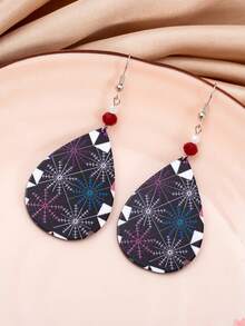 1對時尚新款輕量級藝術少女聖誕珠寶,女性鈦酸鈦/雪花紋口金耳環