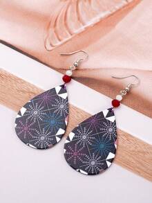 1對時尚新款輕量級藝術少女聖誕珠寶,女性鈦酸鈦/雪花紋口金耳環