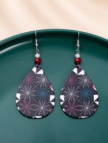 1對時尚新款輕量級藝術少女聖誕珠寶,女性鈦酸鈦/雪花紋口金耳環