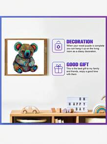 可爱考拉拼图，成人休闲玩具，不对称动物形木制拼图，家庭和朋友游戏，适合圣诞节和生日礼物，拼图，拼图，拼图，智商游戏，游戏拼图，冰拼图，拼图桌，1000 片拼图 - 杏色 - 查看 4