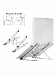 Suporte para Notebook Ajustável em Alumínio Compacto Dobrável Envio Imediato - Cinza - Visão 2