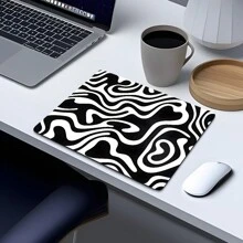 1pc 24*20cm Black And White Graffiti Pattern Mouse Pad Suitable For Office Use - Multicolor - View 5
