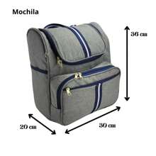 Kit Bolsas Maternidade 3 Peças com Mochila 2 em 1 faixa luxo Bolsa G, Bolsa P e Mochila G Infantil - Azul Marinho - Visão 3