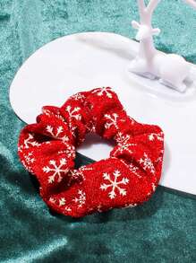 1入女士雪花印花聖誕節髮圈，適合作為聖誕節禮物、裝扮和佩戴