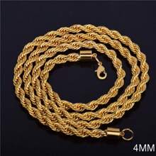 1pc Fashionable And Simple 4mm Rop Chain Gold Plated Necklace For Men And Women - Gold - View 3