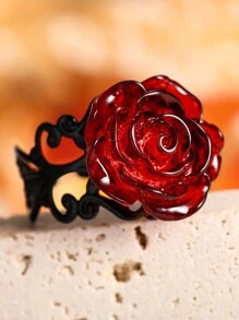 1 件装哥特式红玫瑰可调节空心戒指，适合女巫异教徒复古创意万圣节酷女孩礼物珠宝情人节、妈妈、母亲、母亲节、礼物 - 彩色 - 查看 2