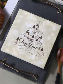 20 件裝聖誕節主題一次性印花餐巾紙巾,適合派對餐桌裝飾 - 米色 - 查看 5