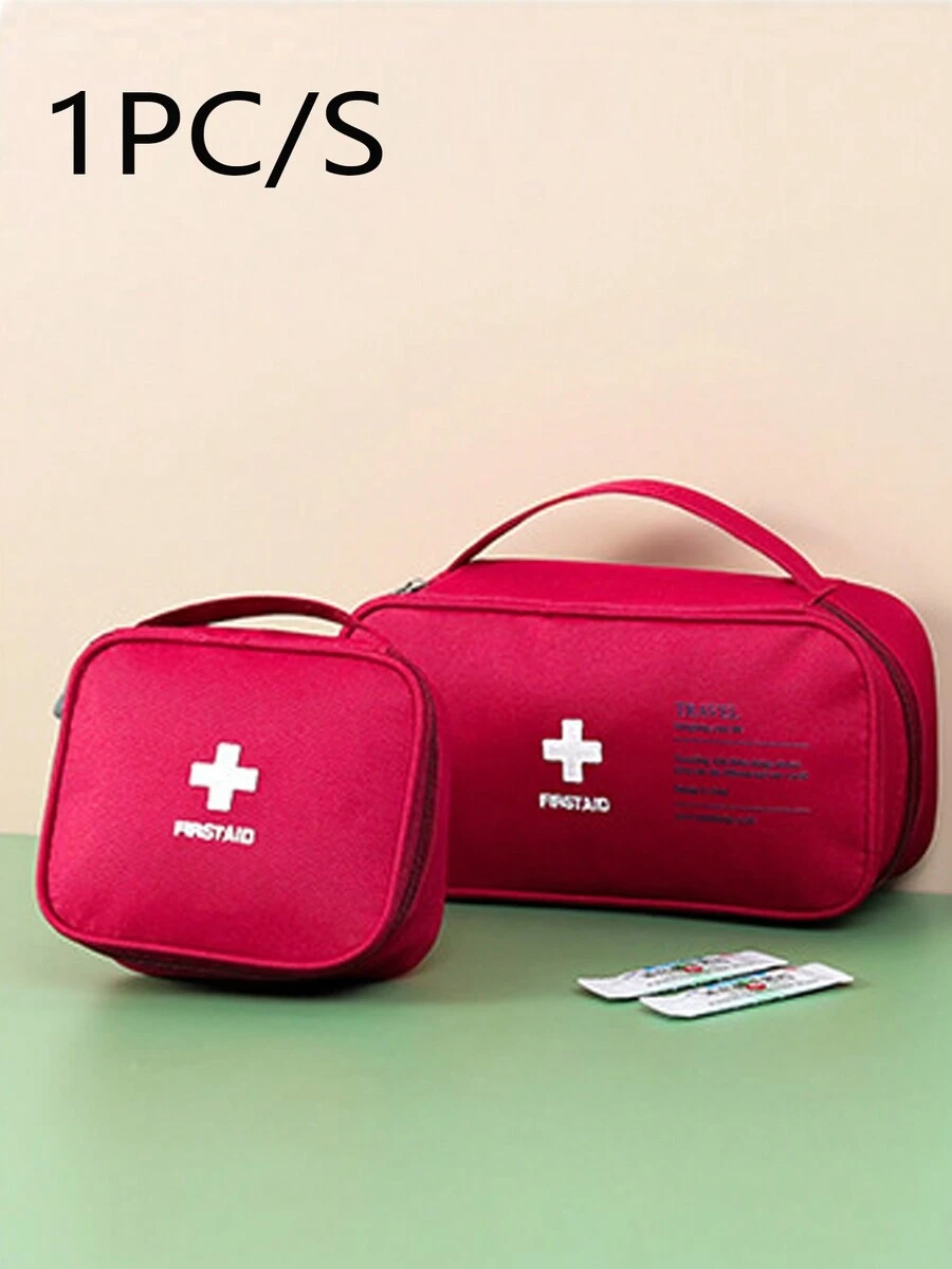 1 Kit De Primeros Auxilios De Viaje Portátil Pequeño – Práctico Contenedor De Pastillas De Tela Oxford Para Almacenamiento Y Organización De Medicamentos, Kit Médico De Primeros Auxilios Para El Hogar, Bolsa Organizadora Portátil Para Viajes Al Aire Libre, Bolsa Médica Con Cremallera De Viaje, Kit De Emergencia De Primeros Auxilios Portátil, Organizador De Almacenamiento Ligero - Rojo - Ver 1