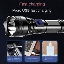 A Strong Flashlight Plastic Flashlight With Power Display Long Range 5W Strong P50 Wick Outdoor Flashlight - Black - View 2