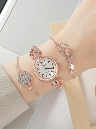 DISU 2 件水钻心形和星球装饰手链和手表节日礼物送给返校学生