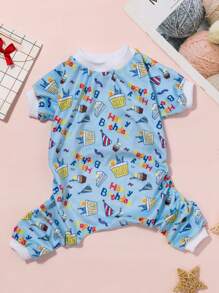 2pcs Cartoon Print Dog Pajamas Clothes for Small & Medium Dogs - Multicolor - View 3