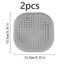 2 件裝灰色矽膠方形排水蓋,適用於浴室和浴缸