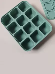 12格婴儿柔软硅胶易取喂食托盘、餐食准备食品储存容器、冷冻和蒸煮器 - 綠色 - 查看 9