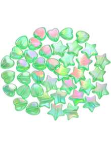 Aproximadamente 100 Piezas De Cuentas De Plástico Acrílico Coloridas En Forma De Corazón Y Estrella Para Hacer Joyas - Multicolor - Ver 7