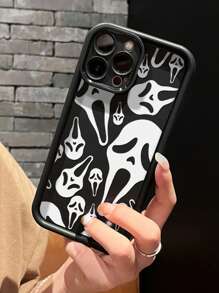 1pc Scary Bamboo Texture Phone Case Compatible With Iphone, Black