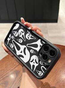 1pc Scary Bamboo Texture Phone Case Compatible With Iphone, Black