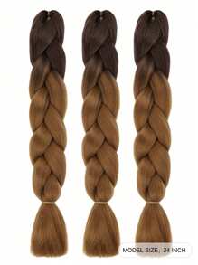 3包24英寸黑色大号编织假发，适合女性日常、节日、角色扮演、时尚编发、万圣节、圣诞节、新年、狂欢节、音乐节等场合。合成纤维钩编假发，实用灵活，耐热。 - 彩色 - 查看 2