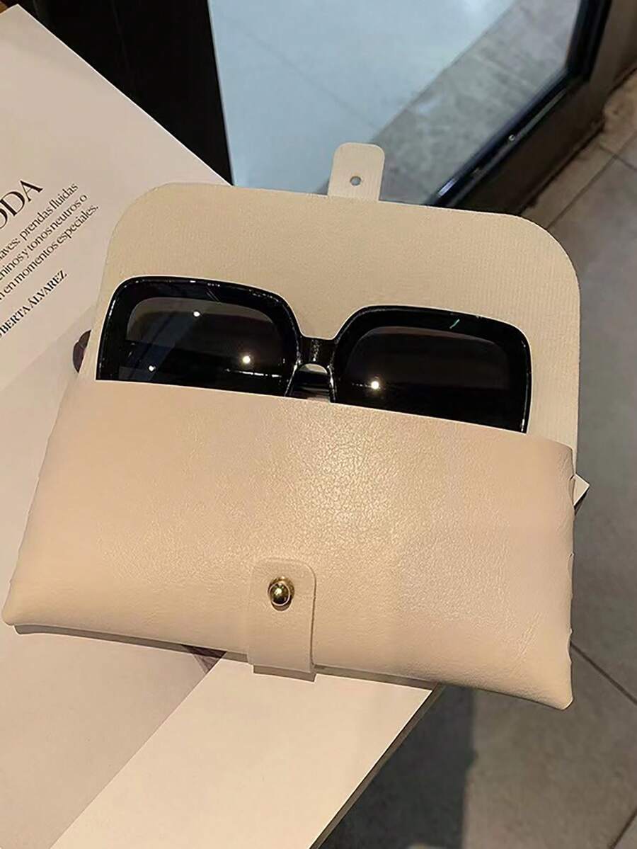 1個多功能pu皮革眼鏡盒和太陽眼鏡軟保護套,帶太陽眼鏡盒包裝的皮革眼鏡袋 - 白色 - 查看 1